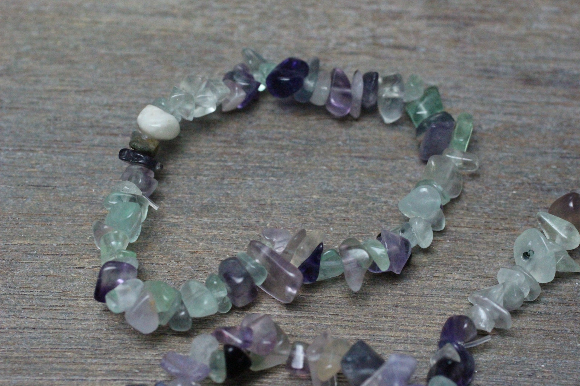 Fluorite Stretchy String Chip Bracelet G110 | Etsy