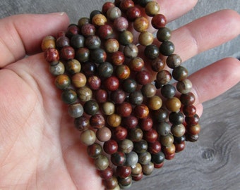 Red Creek Jasper 6 mm Round Bracelet 033
