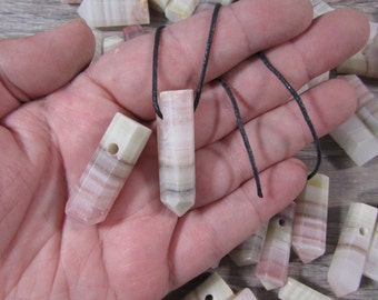 Banded Calcite Focal Bead, Wrappable Obelisk 1.25 inch + Shaped Stone