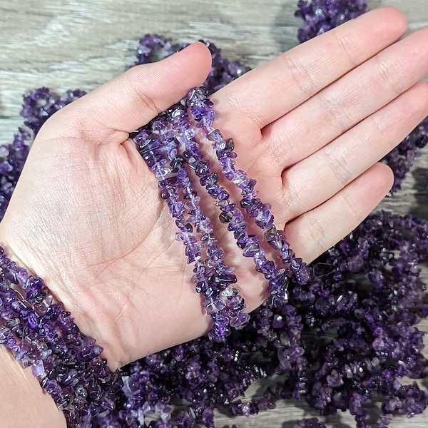 Amethyst Stretchy String Crystal Chip Bracelet G298