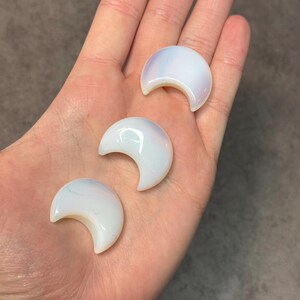 Crescent Moon Charm Set - Natural Gemstone Lunar Trinkets Witchy Boho Pocket Moons Opalite