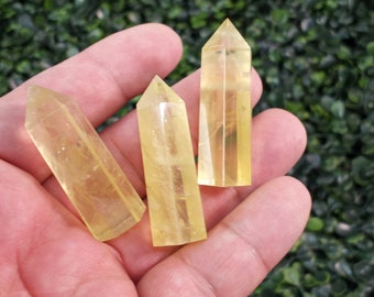 Lemon Citrine 1.75 inch + Thin Quartz Obelisk M68