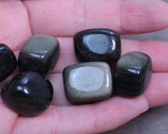 Sheen Obsidian 0.5 inch + Tumbled Stone T23