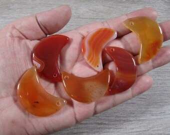 Carnelian Moon Crescent Shaped Bead