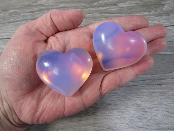Pink Opalite Puffy About 45 Mm Heart K284 Etsy
