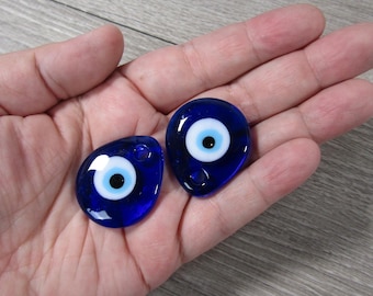 Glass Evil Eye Focal Tear Drop Bead 34 x 30 x 5 mm J164