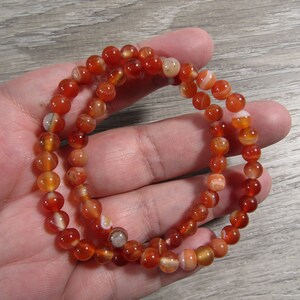 Carnelian Banded 6 mm Round Stretchy String Bracelet G285 image 8