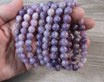 Lepidolite 8 mm Round Stretchy String Bracelet 112