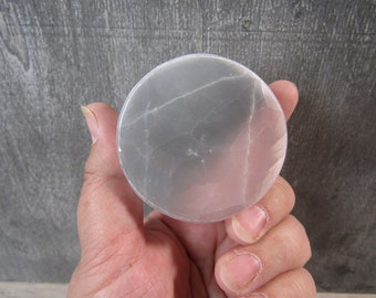 Selenite 2" +/- TV Stone Round Thick Plate SL64