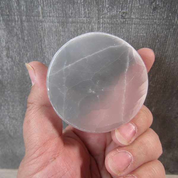 Selenite 2 inch TV Stone Round Thick Plate SL64