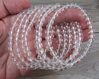 Clear Quartz 6 mm Round Stretchy Bracelet G323