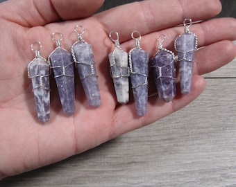Lepidolite Pendant Wire Wrapped Double Terminated Crystal