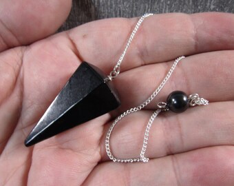 Shungite Pendulum Faceted, Crystal Divination Tool