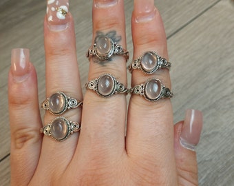 Rose Quartz Ring Sterling Silver 925 Vintage Double Swirl