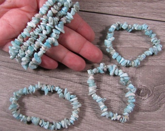 Larimar Stretchy String Chip Bracelet 379