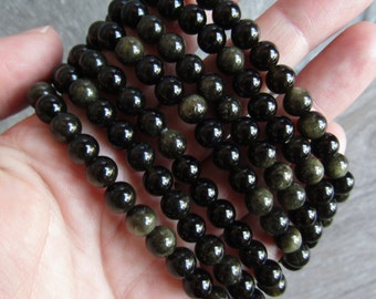 Sheen Obsidian 6 mm Round Bracelet Stretchy String 001