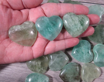 Fluorite Heart Green Flat Large 38 mm