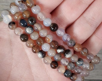 Dendritic Agate 6 mm Round Stretchy String Bracelet 309