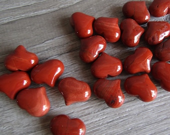 Red Jasper Stone Puffy Shaped 25 mm Heart K49