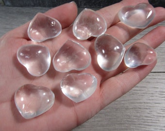 Clear Quartz Heart Puffy Stone 25 mm Crystal