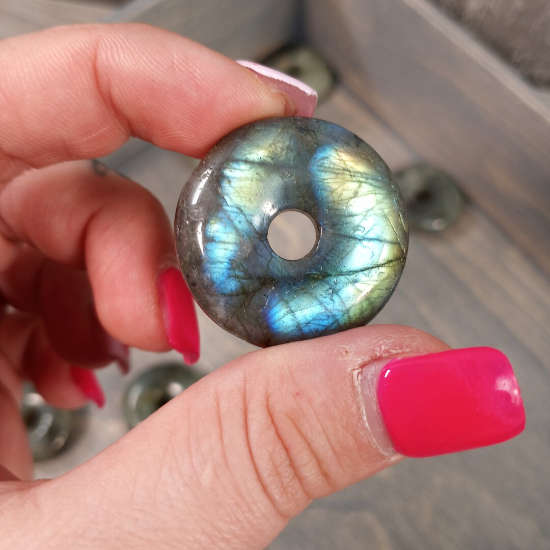 Pendentif Donut En Labradorite 30 Mm - Pierre Naturelle Non Traitée - Lithothérapie - Neuf Avec étiquettes