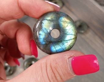 Labradorite 30 mm Pi Stone Donut 10 mm thick Crystal