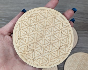 Flower of Life Round 3.9 inch Wood Etched Gridding Board FIG259