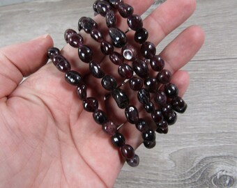Garnet Bracelet Stretchy String with Nugget Style Crystals 098