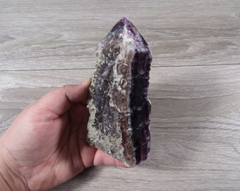 Fluorite Obelisk with Raw Front 1 lb 7 oz  #9247 cc