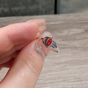 Carnelian Ring Sterling Silver 925 Boho Hamsa Hand image 2