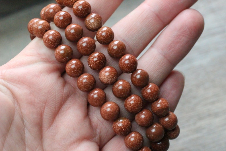 Goldstone 8 mm Round Stretchy String Bracelet b13