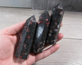 Plum Blossom Jasper Obelisk 3 inch + Crystal