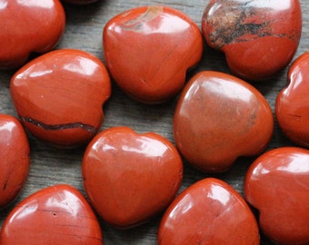 Red Jasper Heart Stone Puffy 25 mm Crystal