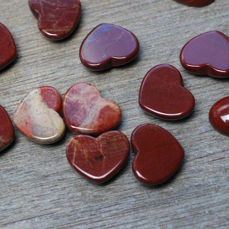 Red Jasper 17 mm Heart Stone with Flat Back K263 image 8