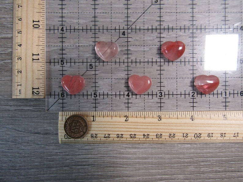 Cherry Quartz Small 17 mm Heart Stone with Flat Back K257 image 10