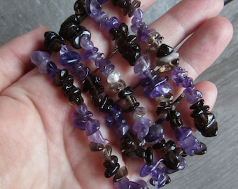 Amethyst and Smoky Quartz Chip Bracelet G2