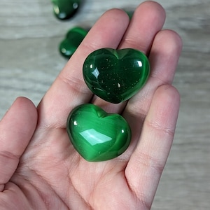 Clover Green Cats Eye Puffy Heart 1 inch + Fiberoptic K308