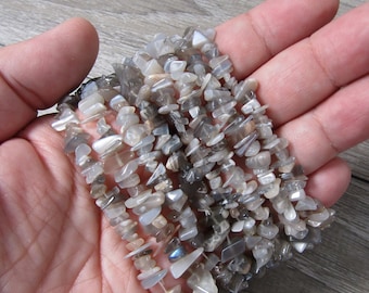 Black Moonstone Stretchy String Bracelet 062