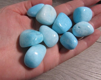 Blue Aragonite Tumbled Stone 0.75 inch + Crystal