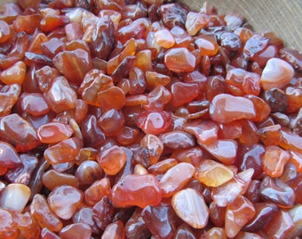 Carnelian Chip Tumbled Stone Small Bag T46