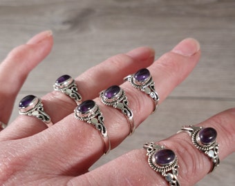 Amethyst Ring Sterling Silver 925 Boho Chic