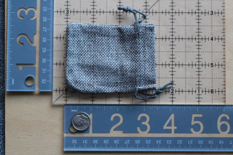 Grey Burlap Gift Gemstone Pouch 2.5 x 3.5 Inches V16c