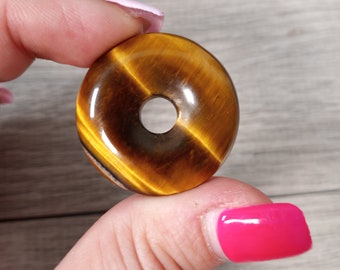 Tiger's Eye 30 mm Pi Stone Donut 10 mm thick Crystal