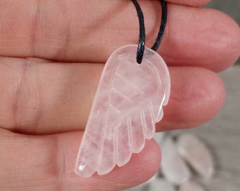 Rose Quartz Angel Wing Focal Bead M319 B