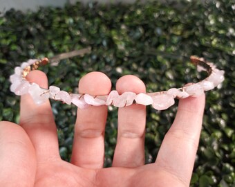 Rose Quartz Crystal, Gemstone Fairy Headband 2051