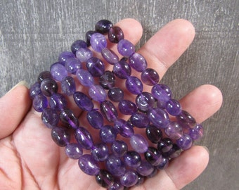 Amethyst Bracelet Stretchy String Nugget Crystals