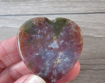 Moss Agate Heart Shaped Worry Stone