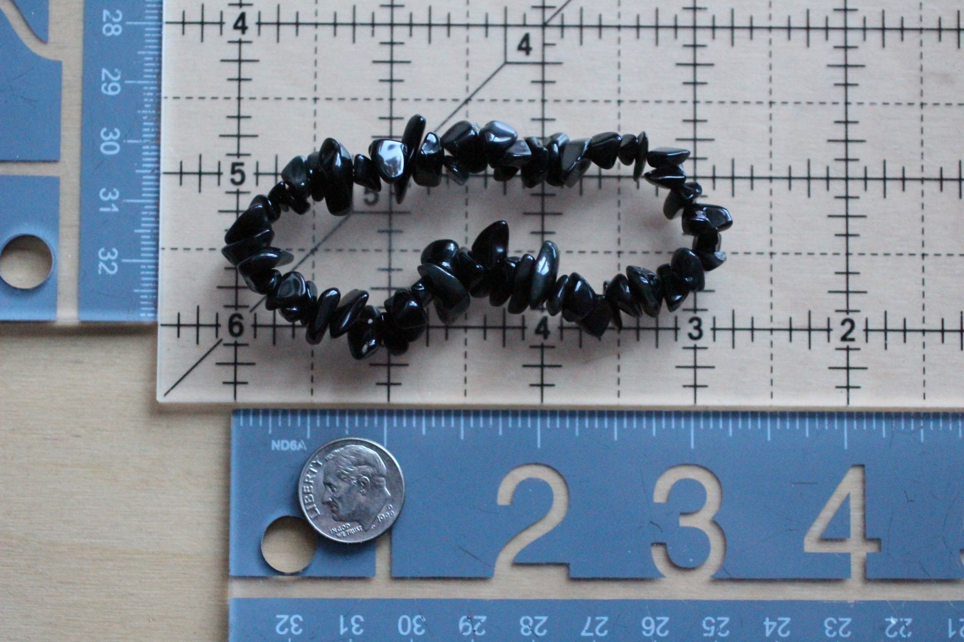 Obsidian Stretchy String Chip Bracelet G53 | Etsy