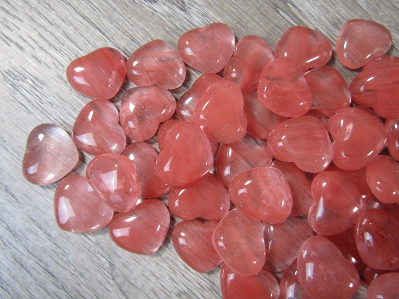 Cherry Quartz Small 17 mm Heart Stone with Flat Back K257 image 5