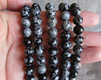 Snowflake Obsidian Bracelet  8 mm Layering Style 136